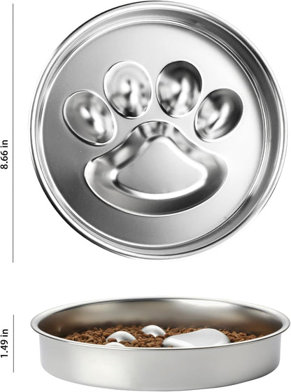 Slow Feeder Dog Bowls Stainless Steel Bowl with Non-Slip Rubber Base Metal Bowl for Small Medium Large Breed Dogs