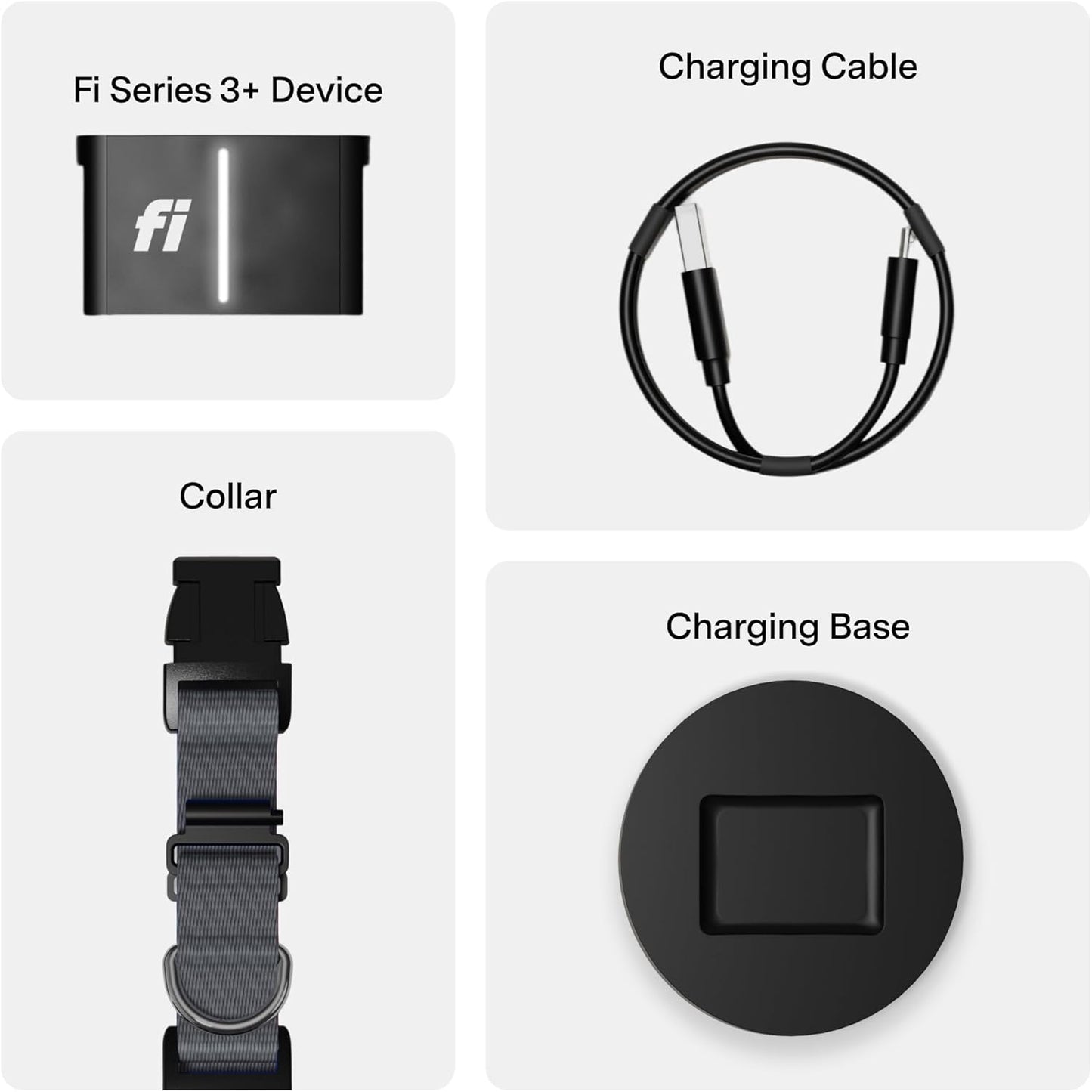 New Fi Series 3+ Smart Dog Tracker Collar [12 Month Membership Included] GPS Tracker for Dogs with Health & Behavior Monitoring, Escape Alerts, Waterproof, LED, Apple Watch Compatible (Gray, Medium)