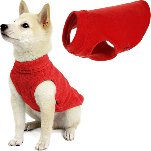 Gooby Stretch Fleece Vest Dog Sweater - Red, Medium - Warm Pullover Super Stretchy Fleece Dog Jacket for Small to Large Dogs