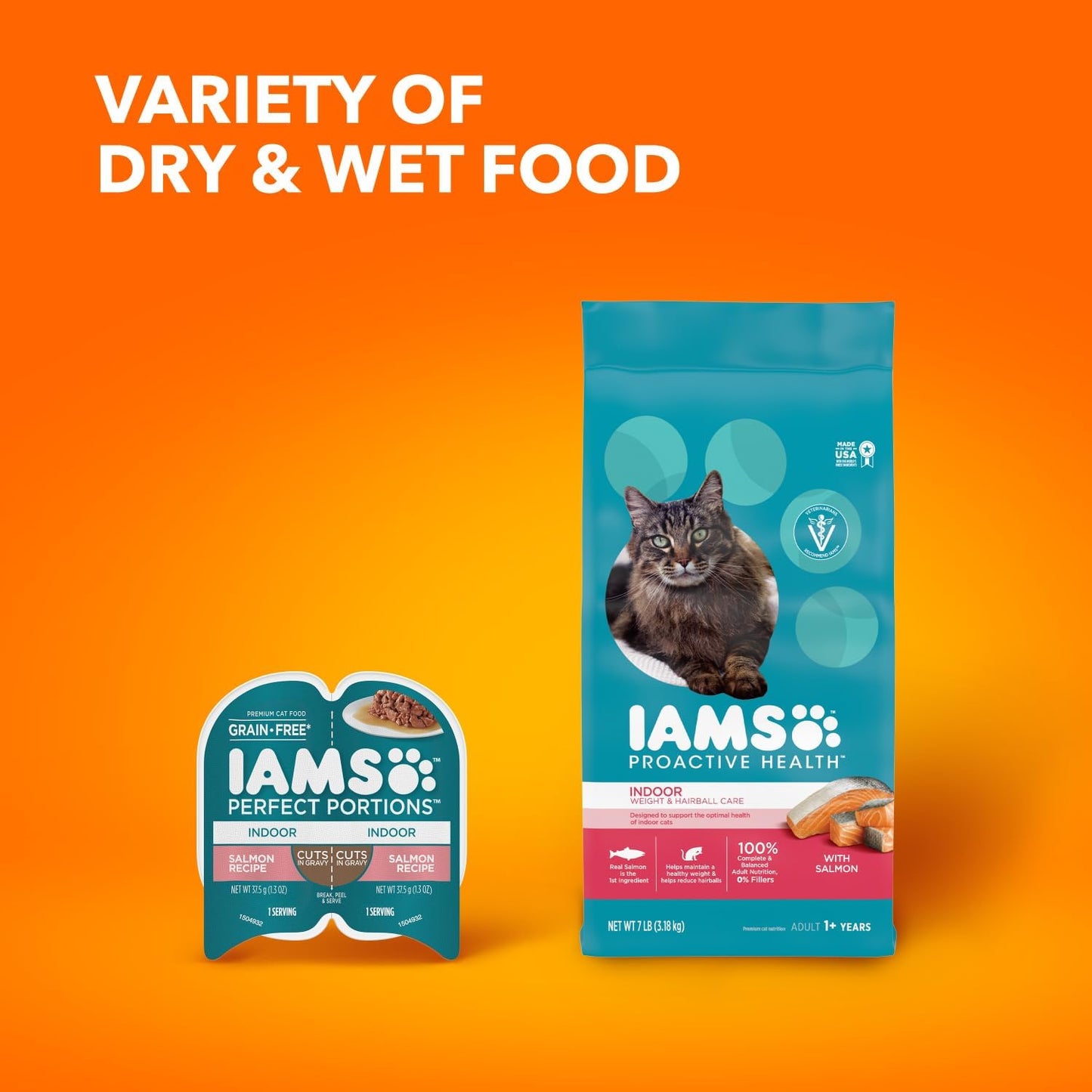 IAMS Proactive Health Indoor Weight & Hairball Care Adult Dry Cat Food with Salmon, 22 lb. Bag