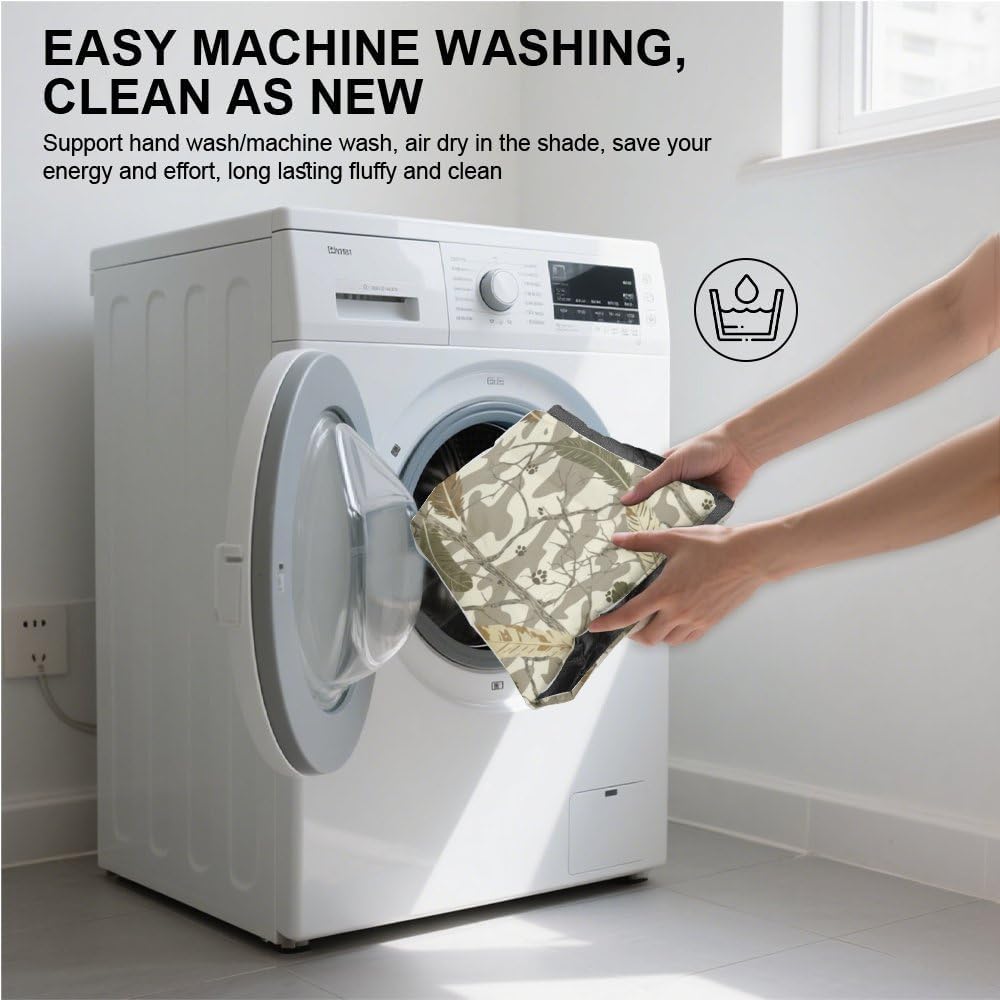 Feathers Paw Print Camouflage Dogbeds for Medium Dogs Kennel Mats for Crates Dog Kennel Pads Crates Dog Crate Beds Washable Non-Slip Bed Crate Small Puppy Bed Mat Car Pillow Indoor Outdoor 24X18 Inch