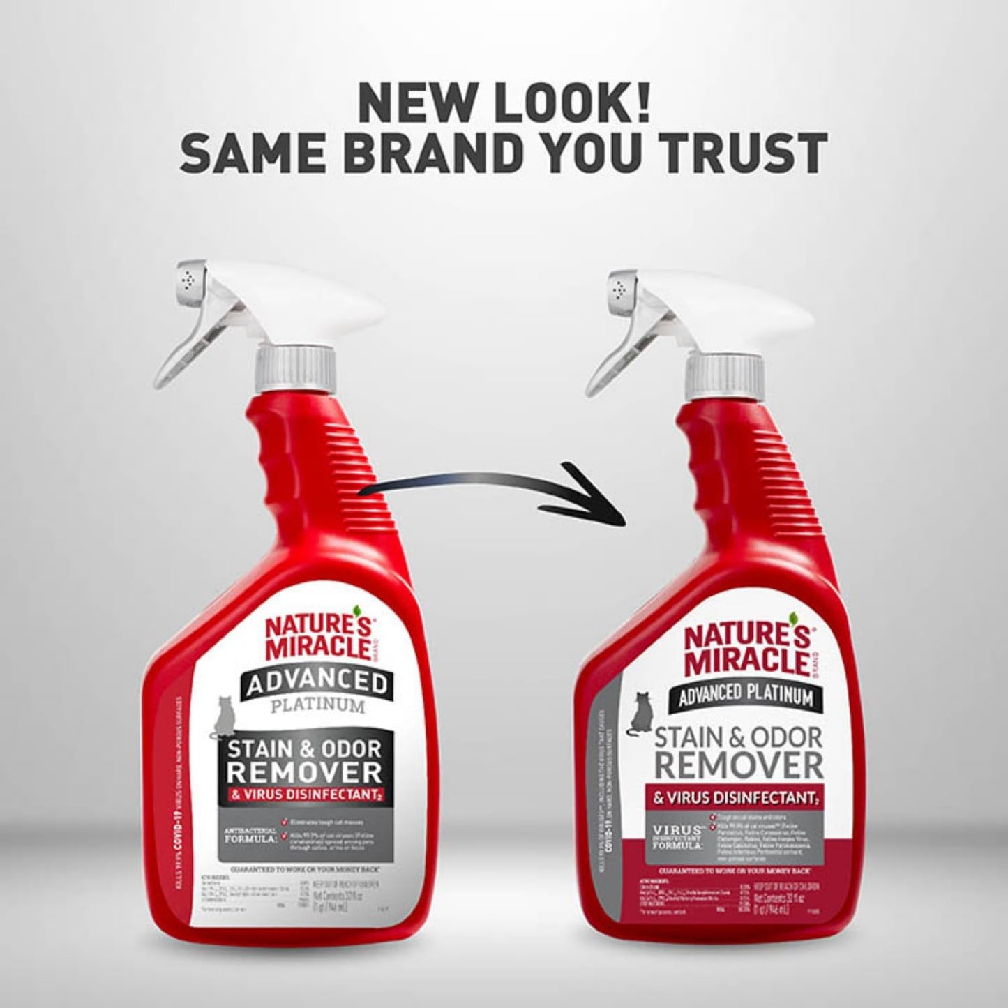 Nature's Miracle Advanced Platinum Stain and Odor Remover and Virus Disinfectant 32 Ounces, Eliminates Tough Dog Messes (Pack of 2)