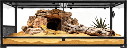REPTI ZOO Large Glass Reptile Terrarium 48" x 24" x 18", 85 Gallon Detachable Terrarium with Double Hinge Door & Top Screen Ventilation, Reptile Habitat Tank for Bearded Dragon, Ball Python, Gecko