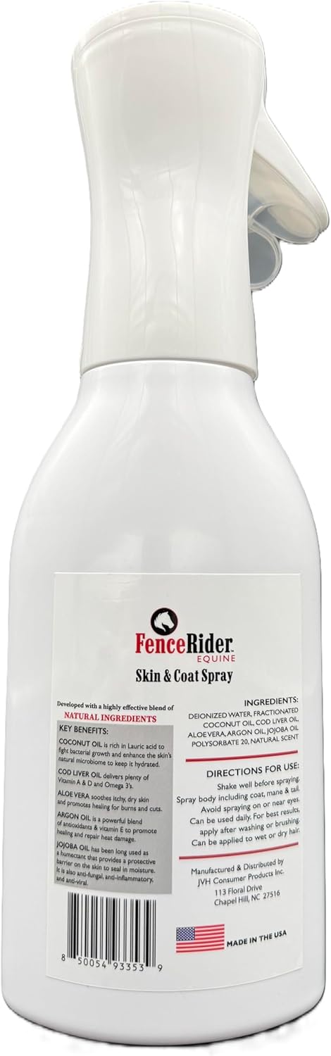 Fence Rider Skin & Coat Spray for Horses, Blend of Premium Natural Ingredients to Soothe Skin and Shine Coat, 24 oz Ready to Use (Lavender)
