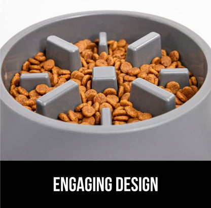 GORILLA GRIP Patent Pending Slow Feeder Dog Bowls, Interactive Puzzle Toy for Dogs and Cats Food Training, Keeps Pets Busy and Prevents Puppy Overeating, All Breeds, 100% BPA Free, 2 Cup, Gray