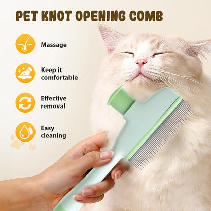 Flea Comb for Cats & Dogs, 2025 New Pet Hair Removal Comb with Release Button, Pet Grooming Brush Cat Dog Combs, Self-Cleaning Cat Brush for Short and Long Hair Cats (2 Pcs)