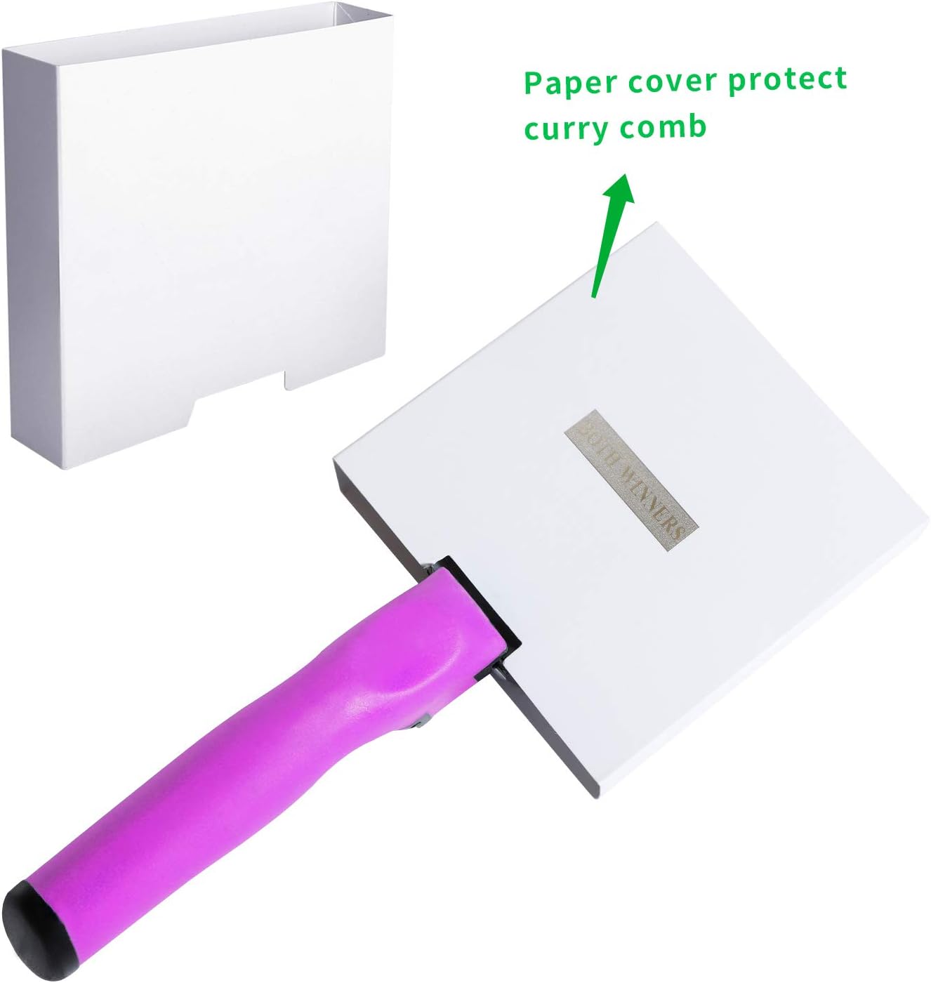 Reversible Stainless Steel Curry Comb with Soft Touch Grip (Pink)