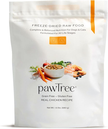 pawTree Freeze-Dried Raw Food for Dogs & Cats. Nutrient-Rich, All-Natural, Complete & Balanced Nutrition. Real Meat, Vegetables & Superfoods, Freeze-Dried for Maximum Nutrition (1.5 lbs, Chicken)