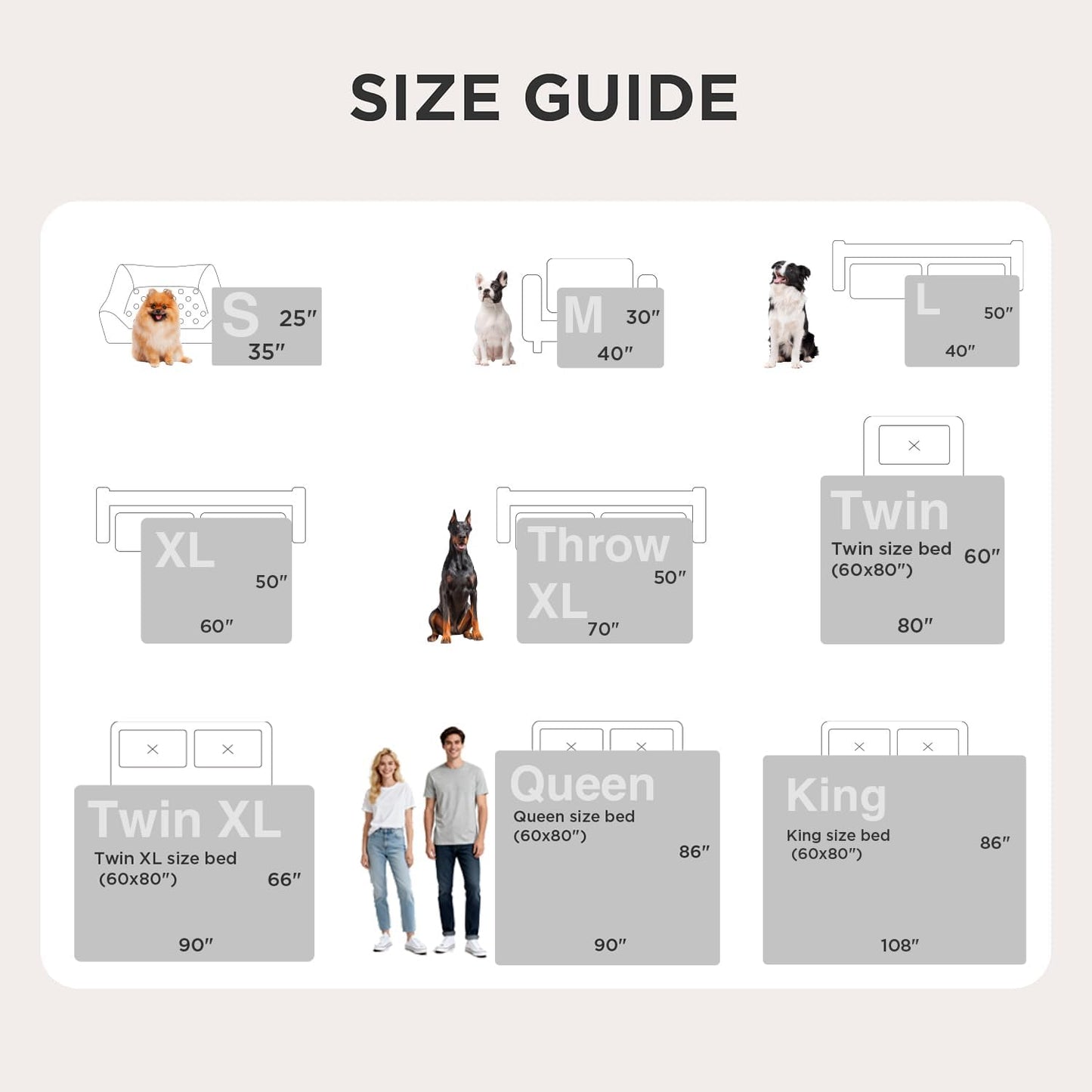 Bedsure Orthopedic Dog Beds Large Size Waterproof Dog Blankets for Medium Dogs Washable Grey