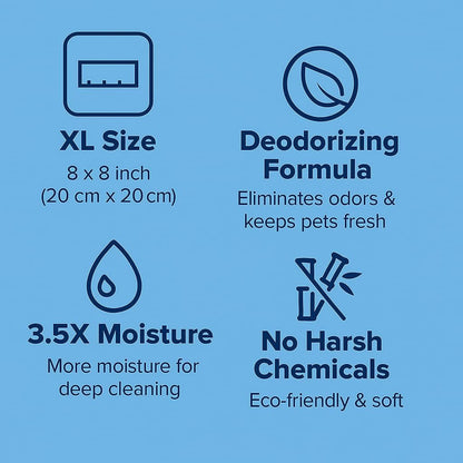 Pet Grooming Wipes for Dogs and Cats - Odor Control, Cleans Paws, Face, and Body, Safe for Sensitive Skin (400 Wipes (4 Packs))