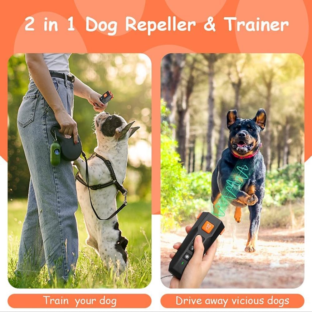 Anti Barking Device, 3X Emitter Power with 3X Stronger Coverage Most Effective Dog Bark Deterrent, Most Effective Training, User-Friendly, Dog Whistle to Stop Barking, Barking Silencer, Rechargeable