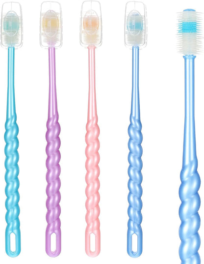 4pcs 360-Degree Pet Toothbrush for Dogs, Cats, and Puppies - Soft Bristle Small Dog Toothbrush in Purple, Pink, Blue, Green