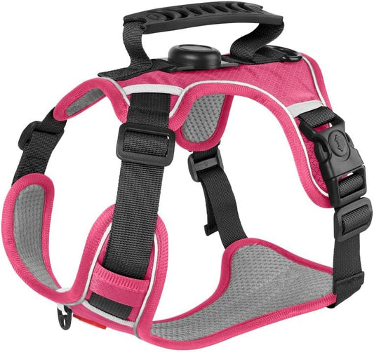 Dog Harness,Cat Harness,No Pull Dog Harness with Holder Holder fit for AirTag for Small and Medium Dogs and Cats. (Pink, M(Chest:18-24.8",Neck:(17.3-21.2"))