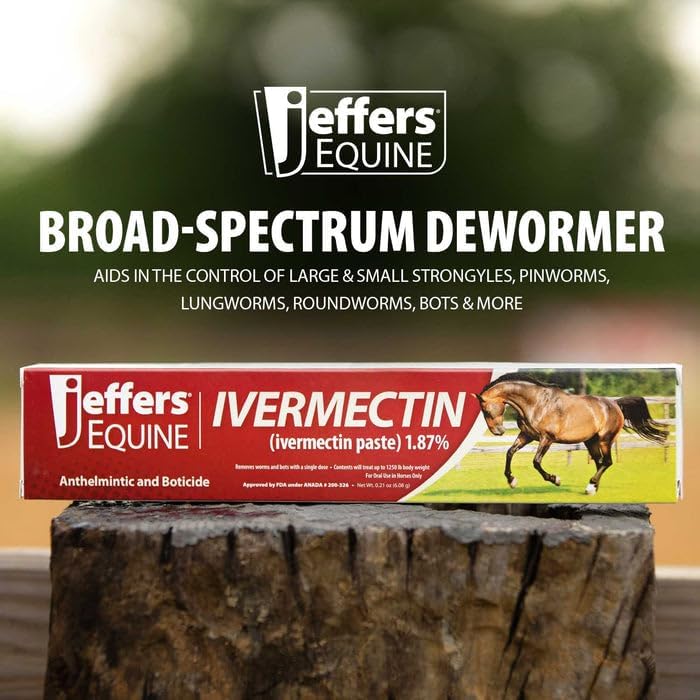 Jeffers Equine Ivermectin Gel Horse Dewormer Paste 1.87%, Broad Spectrum Equine Parasite Control Formula, Apple Flavored Oral Wormer for Horses, Easy Travel Use, Mess Free Syringe Tube - 10 Pack