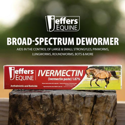 Jeffers Equine Ivermectin Gel Horse Dewormer Paste 1.87%, Broad Spectrum Equine Parasite Control Formula, Apple Flavored Oral Wormer for Horses, Easy Travel Use, Mess Free Syringe Tube - 10 Pack