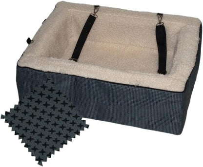 Pet Gear Dog/Cat Convertible Booster Seat and Pet Bed, Removable Washable Cover, Safety Tethers Included, Installs in Seconds, No Tools Required, slate, medium (PG1118DSL)