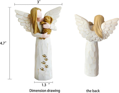 Dog Memorial Gifts for Loss of Dog, Pet Memorial Gifts, Resin Angel Statues,Sculpting Angels，Pet Sympathy Gifts(White)