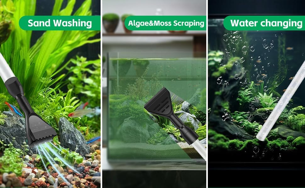 Aquarium Gravel Cleaner,Fish Tank Cleaner,Manual Vacuum Water Changer with 30ml Aquarium Vacuum Waste Remover Dropper, Cleaning Brush,Use for Water Changing Gravels Sand Washing