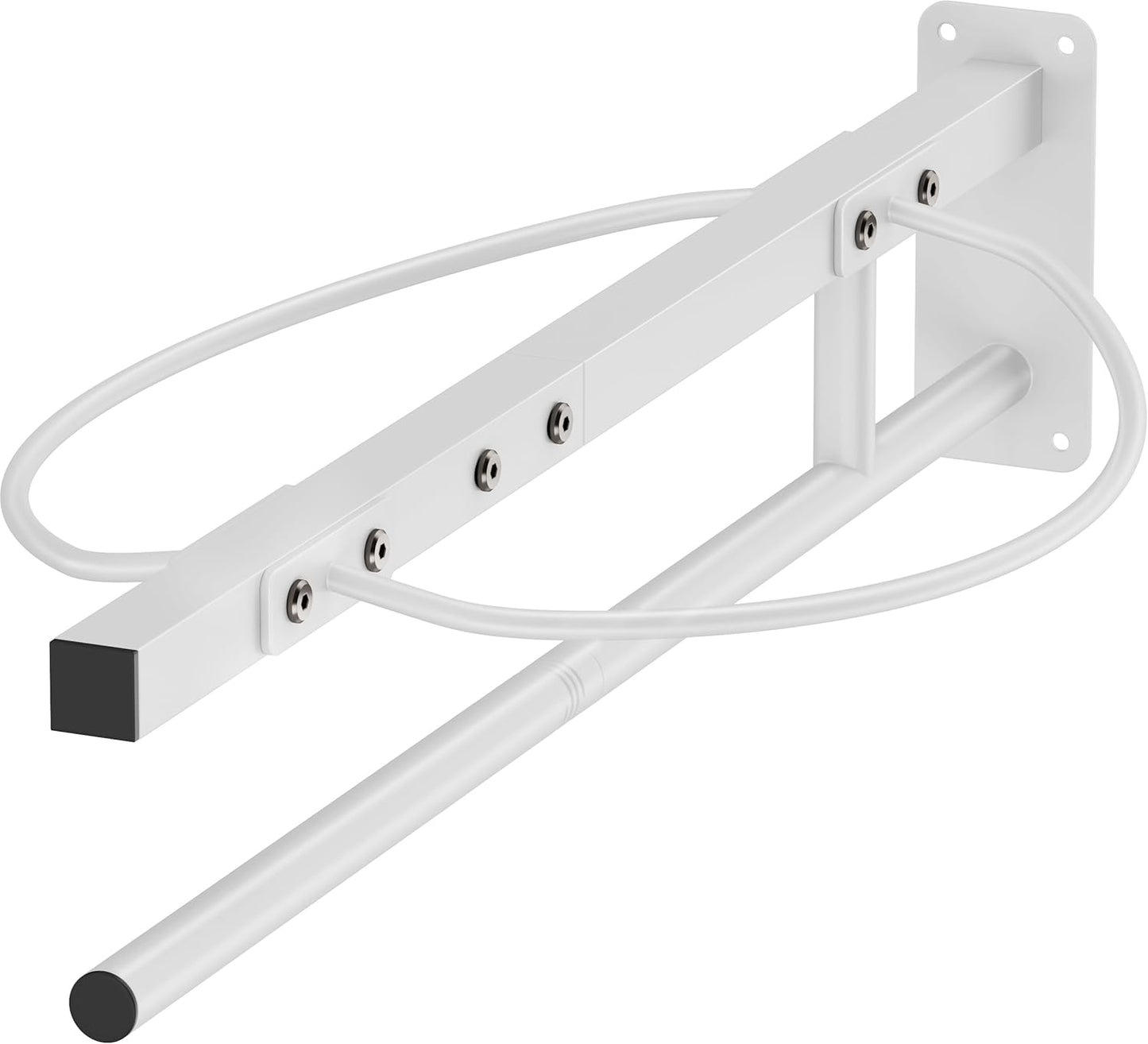 Queension Wall Mounted Saddle Rack with Pad Bar, Heavy Duty Horse Saddle Stand with for English & Western Saddles, Saddle Pad Rack for Horses Blanket, Tack Storage, White