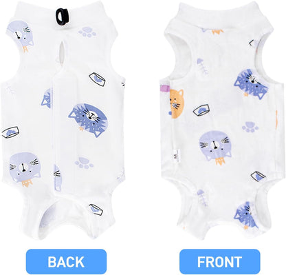 Coppthinktu Cat Recovery Suit Female, Breathable Cat Onesie After Surgery Female for Abdominal Wounds or Skin Diseases, Surgery Recovery Suit Kitten Onesie After Spay Wear Anti Licking