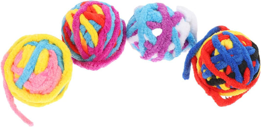 4Pcs Handmade Polyester Cat Balls with 40Cm Tail Bite-Resistant Indoor Scratcher for Kitten Play and Exercise Random Style