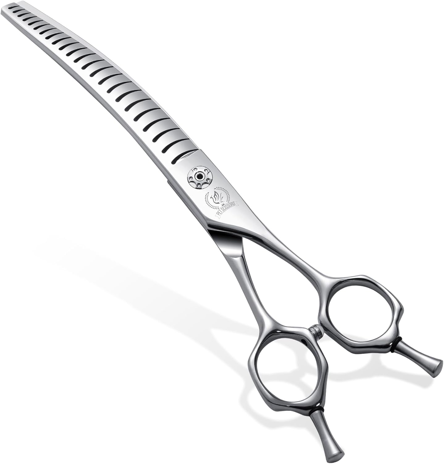 Fenice Peak Professional Dog Grooming Scissors for Thick Coated Dogs - 7 Inch Curved Chunker Shears with 85% Thinning, JP440C Stainless Steel & 25°Blade for Professional Hair Trimming