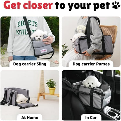 Center Console Car Seat for Small Dogs and Cats up to 11 lbs - Armrest Pet car seat, Waterproof Cat and Dog Booster Seat and Bed for Car, Essential Travel Carrier for Cats and Dogs