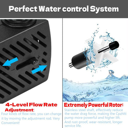 95GPH ultra-quiet small fountain pump (350L/H, 5W), 3.3-foot water pipe, adjustable flow small water pump, suitable for fish tanks, water features, pet fountains, outdoor fountain pumps