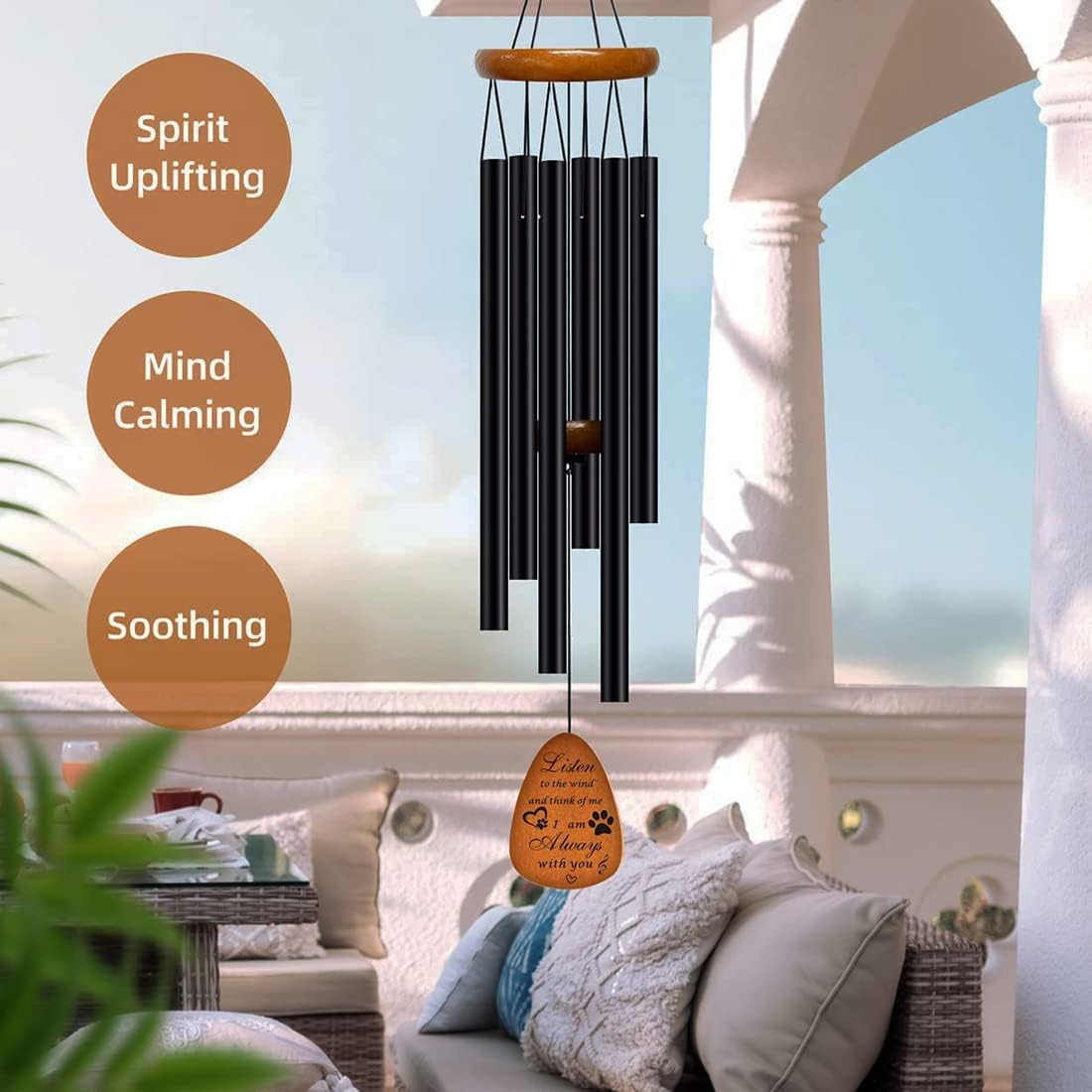 Cat Memorial Wind Chimes & Bracelet, Sympathy Gifts for Cat Lovers, 28 inches