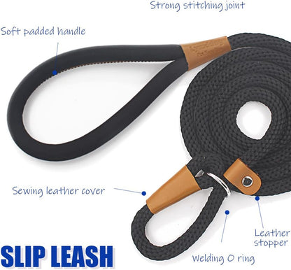 lynxking Dog Leash Slip Lead 5 6 8 FT Dog Training Leash Strong Heavy Duty Rope No Pull Training Lead Leashes for Dogs