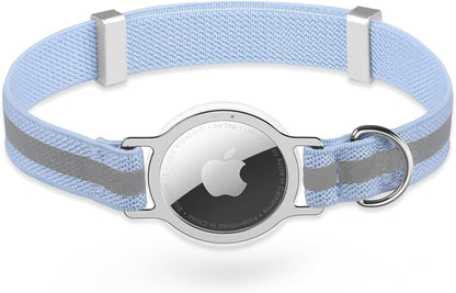 AirTag Cat Collar, Ultra Elastic Cat Tracker Collar with Apple Air Tag Holder, [Lightweight & Scratch Resistant] Stepless Adjustable GPS Pet Tracking Collars for Cats Kittens [Reflective Blue]