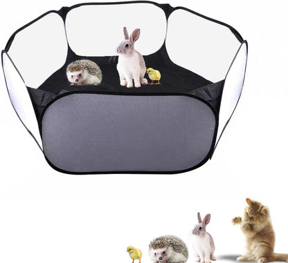Small Animals Playpen, Portable Pop-up Open Interactive Pet Tent, Indoor Outdoor Fence for Rabbits, Guinea Pig, Hamster, Chinchillas, Kittens, Puppies