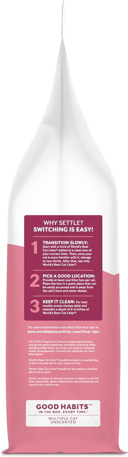 WORLD'S BEST CAT LITTER Good Habits Cat Attract Litter | Natural Plant-Based Attractant | Multicat Flushable Corn Litter | Unscented Odor Control | Low Tracking & Lightweight | Made in USA 15lb Bag