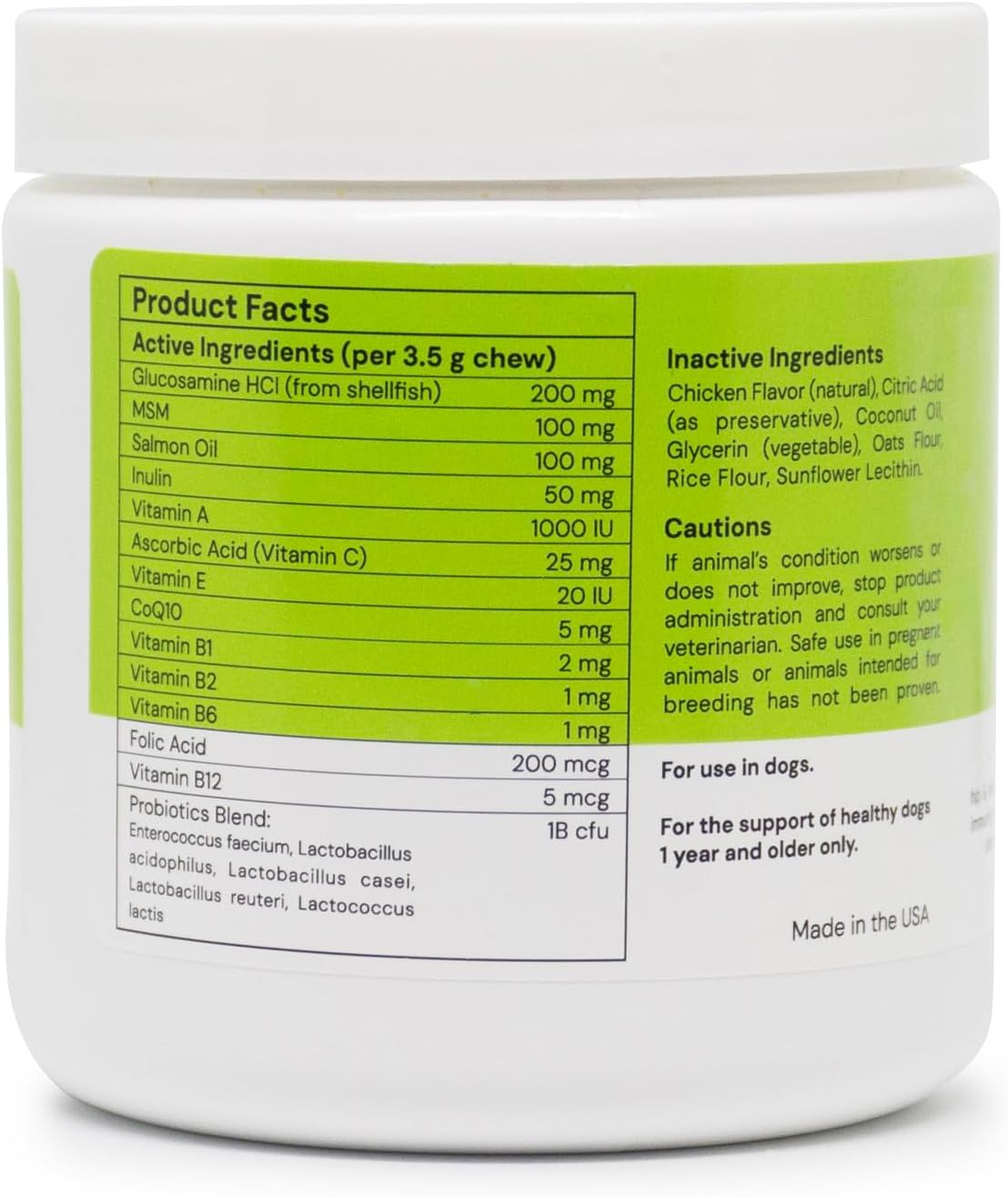 Dog Multi Vitamins, Made in USA with Human Grade Ingredients, Probiotic Supplement, All-in-One to Support Joints, Digestion, Immunity, Heart Health, Skin & Coat, 60 Chews (1 Pack)