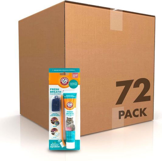 Arm & Hammer Fresh Breath Dental Kit for Kittens | Cat Toothbrush and Toothpaste with Baking Soda | Cat Oral Care, Cat Dental Kit for Kittens in Tuna Flavor & Fresh Mint Scent, 3-Piece Kit | 72 Pack