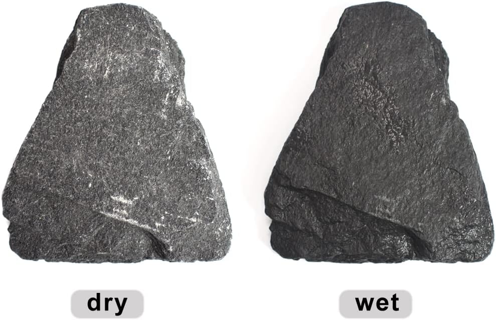 Natural Slate Stone Rocks, Mix of Stones 2 to 3 inches and 1 Piece About 8 inches - for Aquariums and Terrariums, Aquascaping (3 Pounds)