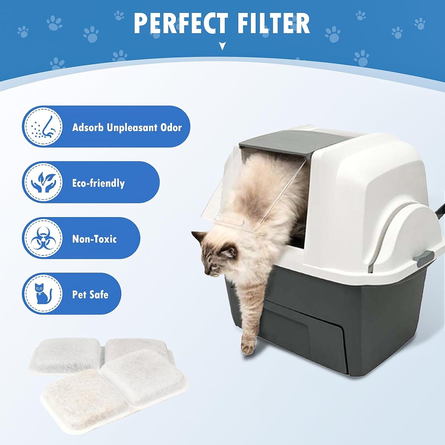 12 Pack airsift Litter Box Filters for Catit Airsift Jumbo/Regular/Smartsift Litter Box, Dual Action Filter to Keep Catit Litter Box Fresh Smell，Cat Litter Box Filters Pads Replacement
