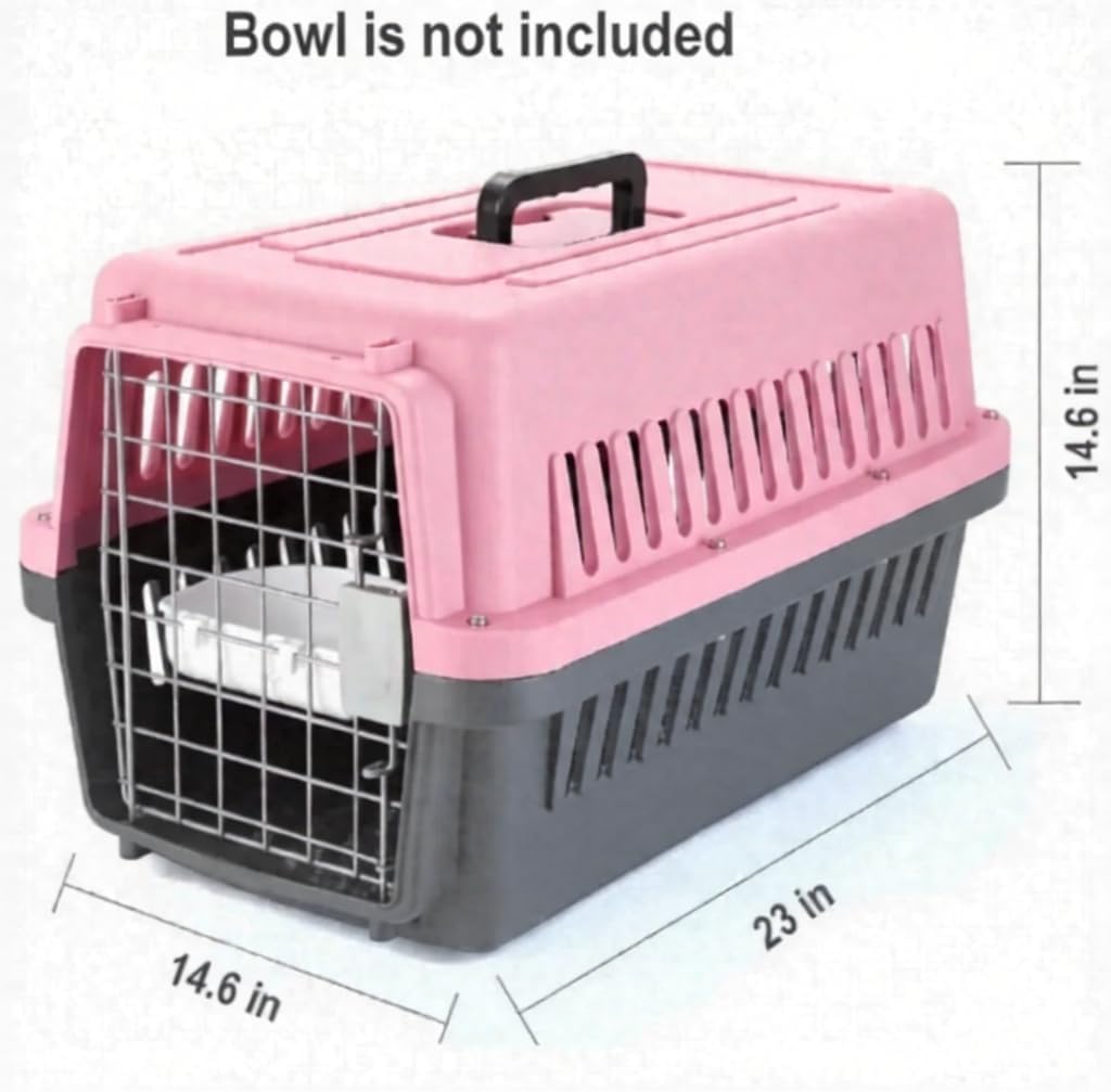Portable Airline Approved Pet Carrier – Durable Travel Kennel Crate for Cats & Small Dogs, Secure Metal Door, Ventilated Design for Car, Outdoor, Vet Visits & Air Travel (Pink)