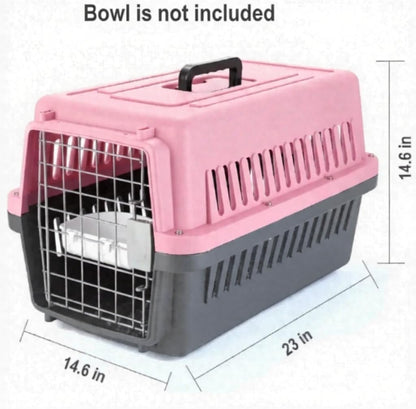 Portable Airline Approved Pet Carrier – Durable Travel Kennel Crate for Cats & Small Dogs, Secure Metal Door, Ventilated Design for Car, Outdoor, Vet Visits & Air Travel (Pink)