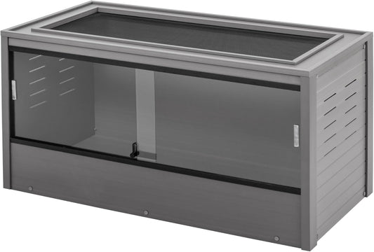 New Age Pet ECOFLEX 48" Wide Large Reptile Habitat, Mojave Lounge for Snakes, Tortoises & Lizards in Maple, Black & Grey, Easy Assembly, Sliding Glass Doors & Mesh Top