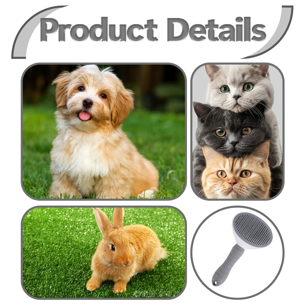 Cat Brush for Shedding & Grooming, Self-Cleaning Cat Slicker Brush with Push Button | Gentle Deshedding & Dematting Tool for Short & Long Hair Cats and Dogs | Massaging Pet Hair Remover for Loose Fur