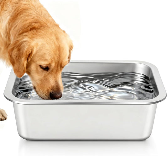 Stainless Steel Dog Bowl 1.25 Gallons - Large Metal Pet Food and Water Bowl, No-Spill Design for Big, X-Large Dogs & Cats, Perfect for Indoor and Outdoor Use (1.25 Gallons)