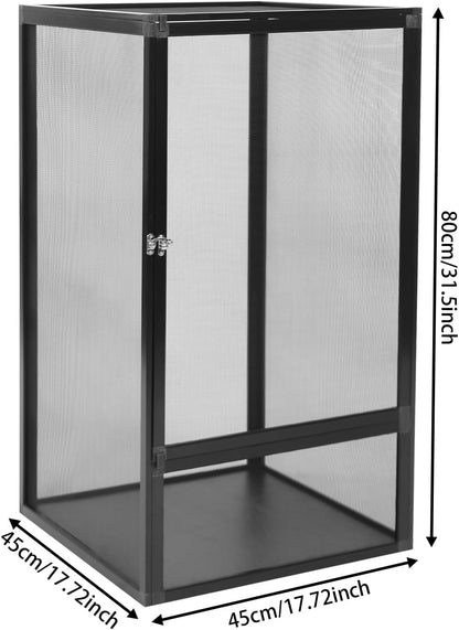 45 Gallon Reptile Terrarium Enclosure - 18"x18"x32" Habitat Pet Feeding Net Box with Escape-Proof Lock, 360°Panoramic, Top Ventilation for Chameleon/Lizard/Gecko/Snake/Spider