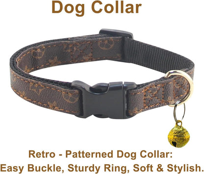 Dog Collar Harness and Leash-Adjustable and No Pull pet Harness for Dogs with Plastic Buckle, Stylish Pattern for Small Medium or Large Boy and Girl Dog