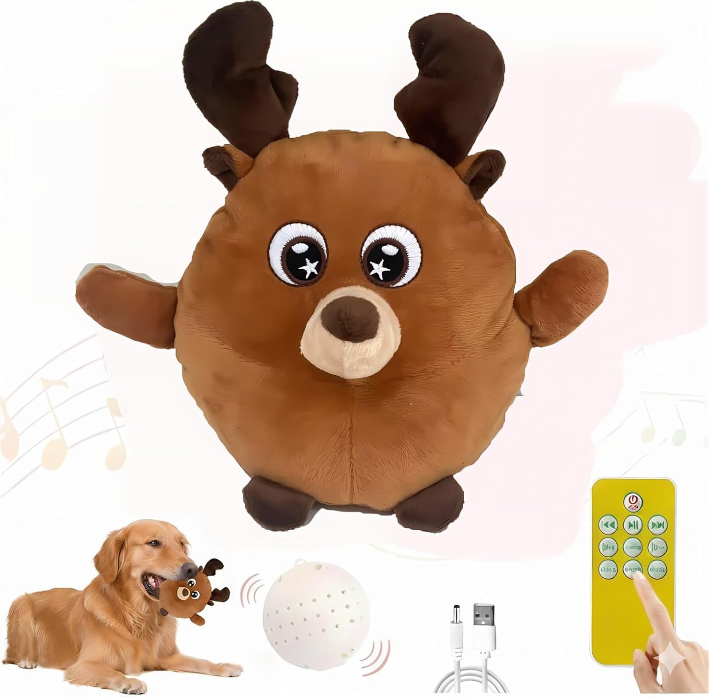 Interactive Dog Toy with Remote Control, 2025 Rechargeable Motion Activated Bouncing Pets Plush, Shaking Dog Toy with Recording & Music Modes, Washable Cover, Boredom Relief for Dogs & Cats (F)