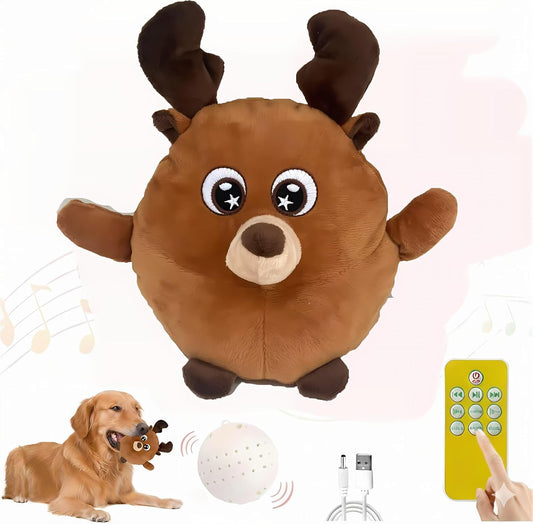 Interactive Dog Toy with Remote Control, 2025 Rechargeable Motion Activated Bouncing Pets Plush, Shaking Dog Toy with Recording & Music Modes, Washable Cover, Boredom Relief for Dogs & Cats (F)