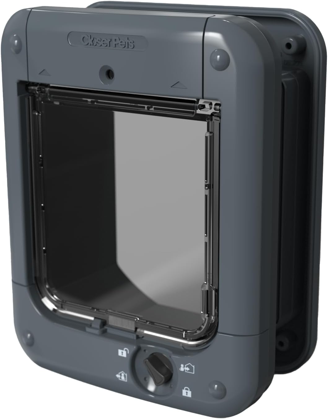 Closer Pets Microchip Activated Cat Flap (360) - ISO and AVID Compatible, for Small to Medium Cats, Accommodates up to 30 Pets, for Single/Multiple glazing, UPVC, walls and Wood, Grey