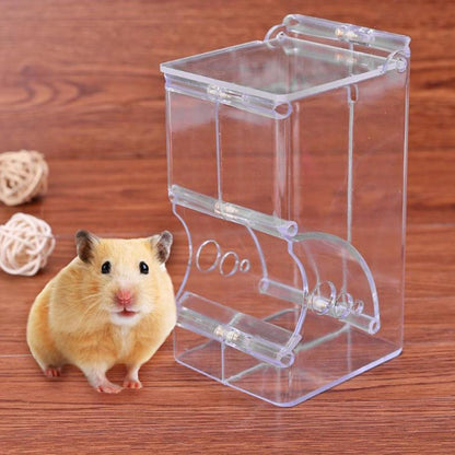 Automatic Hamster Food Dispenser Plastic Food Bowl, Anti-Spill Pet Feeder for Hamsters, Squirrels, and Small Animals, Refillable Feeding Bowl for Cage Use
