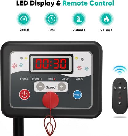 Petbobi Dog Treadmill for Small & Medium Dogs- Quiet Indoor Pet Exercise Machine with 360° Rotatable Display, Remote Control & Wheels, Heavy-Duty 265 lbs Capacity for Fitness & Weight Management