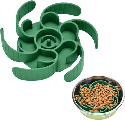 Slow Feeder Dog Bowls Insert,Third Generation upgradedSuper Firm Eating Bowl（Cuttable） for Large Breed and Medium Small Size Compatible with Regular Elevated Metal Glass Dog Bowl (Green)